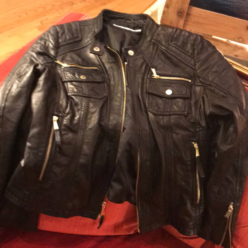 Boston Proper Woman Leather Moto Jacket Size XL